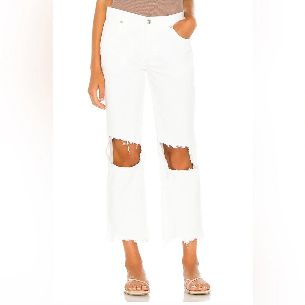 FREE PEOPLE We The Free Maggie Mid Rise Straight in Optic White Size 25